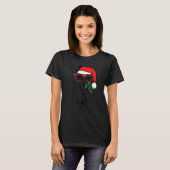 Christmas Giraffe With Glasses Santa Hat Xmas T-shirt (Voorkant volledig)