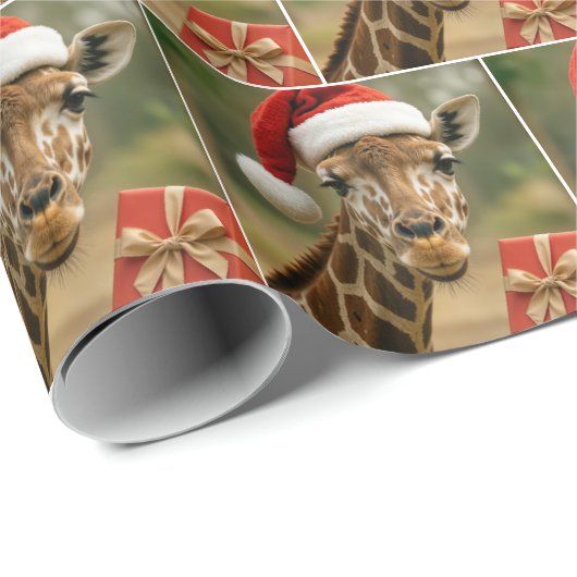 Christmas Giraffe With Holiday Gift Cadeaupapier (Rol Hoek)