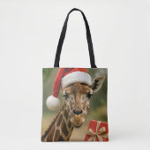 Christmas Giraffe With Holiday Gift Tote Bag (Voorkant)