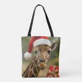 Christmas Giraffe With Holiday Gift Tote Bag (Achterkant)