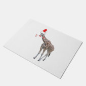 Christmas Giraffe with Santa Hat Deurmat (Schuin)