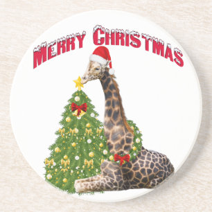 Christmas Giraffe Zandsteen Onderzetter