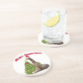 Christmas Giraffe Zandsteen Onderzetter (Zijkant)