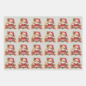 Christmas Girl Baby Red Fox Sofa Zittend Inpakpapier Vel (Voorkant)