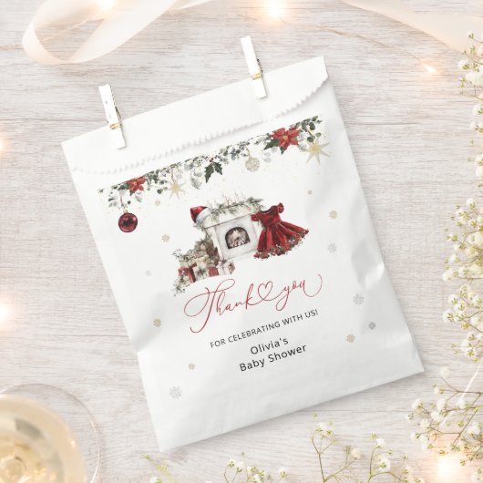 Christmas Girl Baby shower Dank u Bedankzakje (Geknipt)