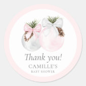 Christmas Girl Baby shower Dank u Ronde Sticker (Voorkant)