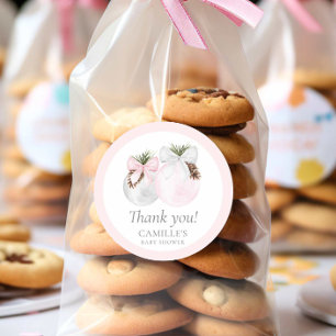 Christmas Girl Baby shower Dank u Ronde Sticker