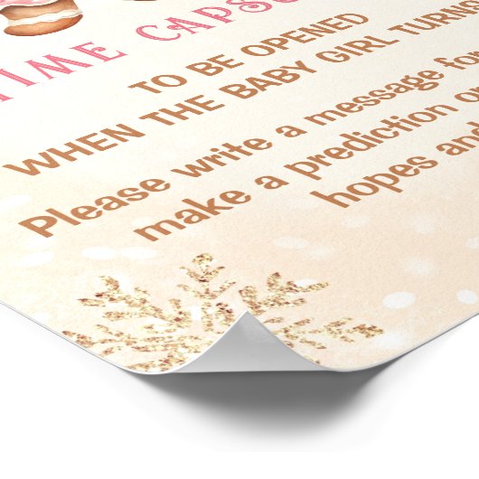 Christmas Girl Baby shower Game Time Capsule Sign Poster (Hoek)