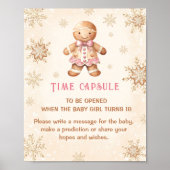 Christmas Girl Baby shower Game Time Capsule Sign Poster (Voorkant)