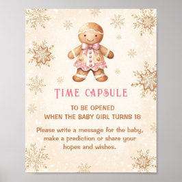 Christmas Girl Baby shower Game Time Capsule Sign Poster
