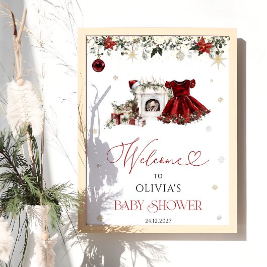 Christmas Girl Baby shower Welkom Poster