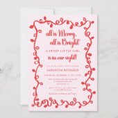 Christmas Girl blush pink red lights baby shower Kaart (Voorkant)