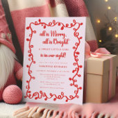 Christmas Girl blush pink red lights baby shower Kaart