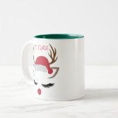 CHRISTMAS GIRL REINDEER FACE PERSONALIZE TWEEKLEURIGE KOFFIEMOK (Voorkant links)