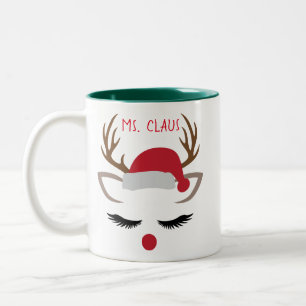 CHRISTMAS GIRL REINDEER FACE PERSONALIZE TWEEKLEURIGE KOFFIEMOK