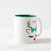 CHRISTMAS GIRL REINDEER FACE PERSONALIZE TWEEKLEURIGE KOFFIEMOK (Voorkant rechts)