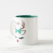 CHRISTMAS GIRL REINDEER FACE PERSONALIZE TWEEKLEURIGE KOFFIEMOK (Voorkant links)