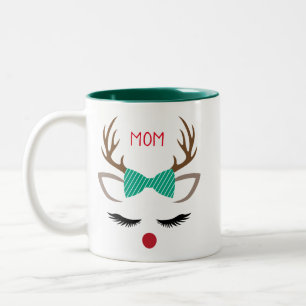 CHRISTMAS GIRL REINDEER FACE PERSONALIZE TWEEKLEURIGE KOFFIEMOK