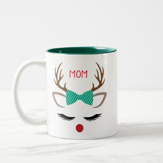 CHRISTMAS GIRL REINDEER FACE PERSONALIZE TWEEKLEURIGE KOFFIEMOK (Links)