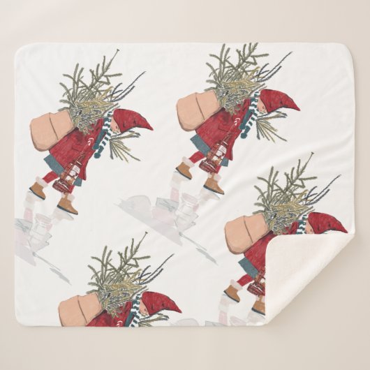 Christmas Girl Sherpa Blanket Sherpa Deken (Voorkant (horizontaal))