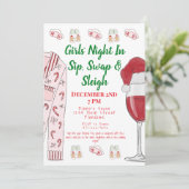 Christmas Girls 'Night Gift Swap PJ's Wijn Kaart (Staand voorkant)