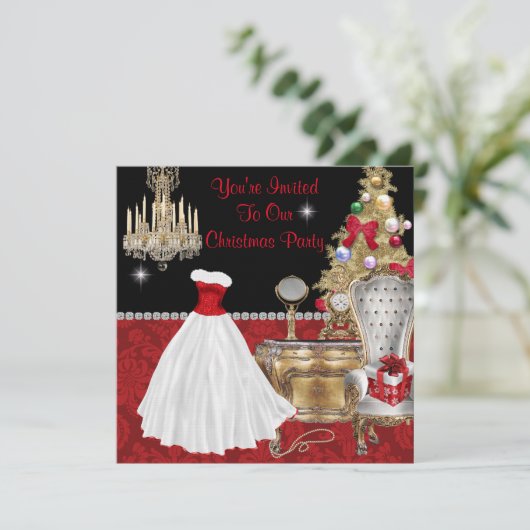 CHRISTMAS GLAMORINVITATIES KAART (Staand voorkant)