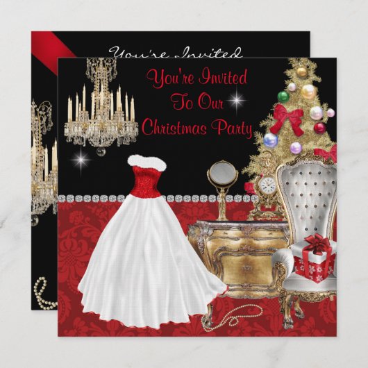 CHRISTMAS  GLAMORINVITATIES KAART (Voorkant / Achterkant)