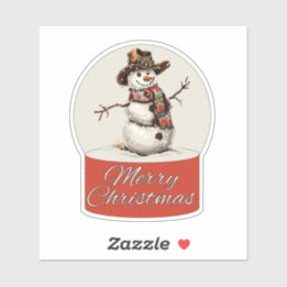 Christmas Glass Ball Snowman Merry Christmas Sticker