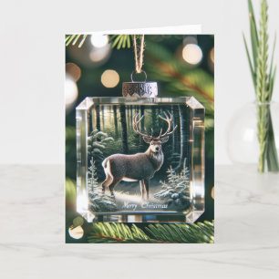 Christmas Glass Buck Deer Ornament Feestdagen Kaart