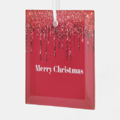 Christmas Glitter Drip Vrolijk Kerstfeest Glas Ornament (Voorkant links)