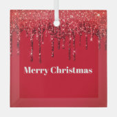 Christmas Glitter Drip Vrolijk Kerstfeest Glas Ornament (Voorkant)