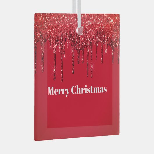 Christmas Glitter Drip Vrolijk Kerstfeest Glas Ornament (Voorkant Rechts)
