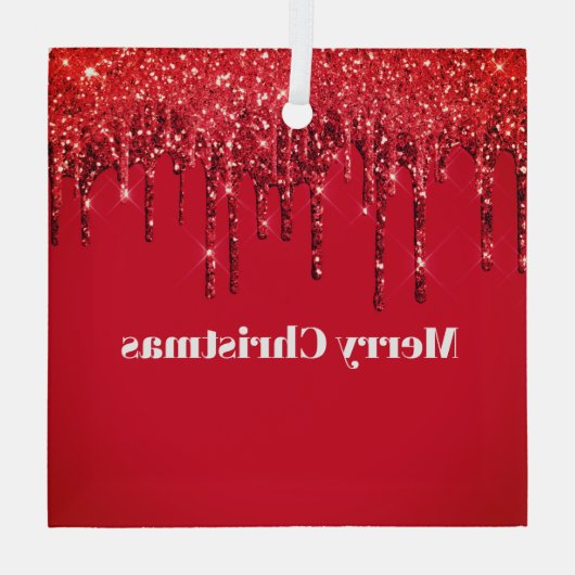 Christmas Glitter Drip Vrolijk Kerstfeest Glas Ornament (Achterkant)