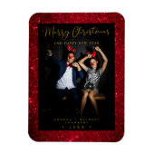 Christmas Glitter Fun Photo Newlyweds Script Magneet (Verticaal)
