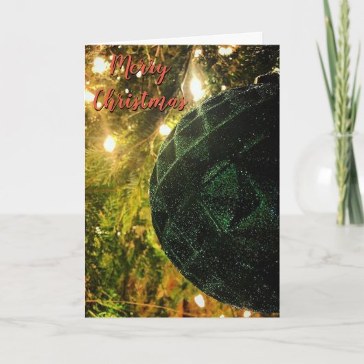 Christmas Glitter Green Ornament Feestdagen Kaart (Voorkant)