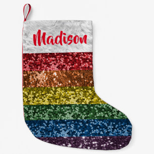 Christmas Glitter Rainbow Pride gepersonaliseerd Kleine Kerstsok
