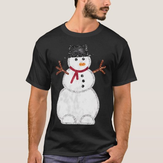 Christmas Glitter Snowman T-shirt (Voorkant)