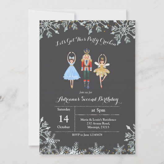 Christmas Glitter Verjaardag Uitnodigen Ballet Kaart (Voorkant)