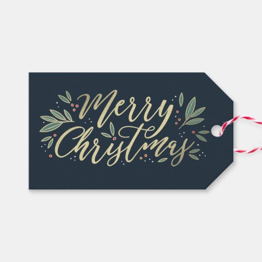 Christmas Glow Holiday Gift Labels bewerkbare kleu Cadeaulabel (Voorkant (Horizontaal))
