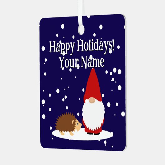 Christmas gnome and hedgehog tree Ornament (Voorkant links)