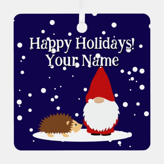 Christmas gnome and hedgehog tree Ornament (Voorkant)