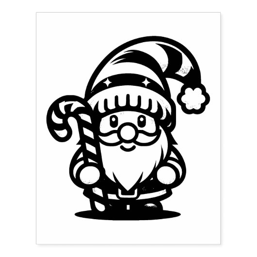 Christmas Gnome Candy Cane Rubberstempel (Afrduk)