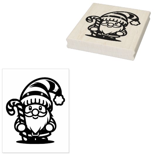 Christmas Gnome Candy Cane Rubberstempel (Gestempeld)