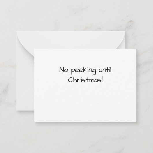 Christmas Gnome Coördineren "No Peeking" Gift Labe Notitiekaartje (Achterkant)