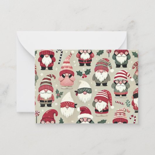 Christmas Gnome Coördineren "No Peeking" Gift Labe Notitiekaartje (Voorkant)