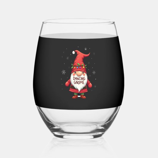 Christmas Gnome Dancing Gnome Family Christmas (1) Wijnglas Zonder Voet (Voorkant)
