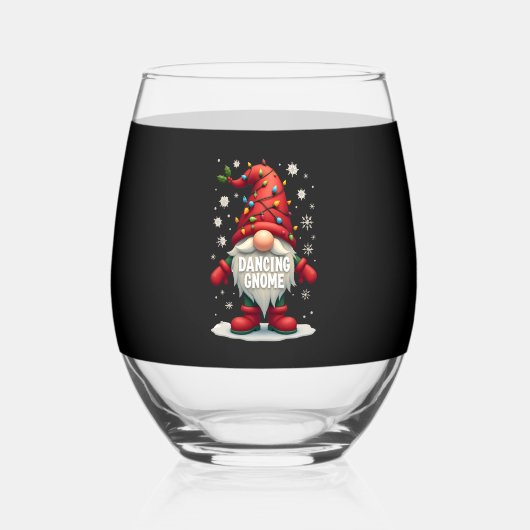 Christmas Gnome Dancing Gnome Family Christmas (3) Wijnglas Zonder Voet (Voorkant)