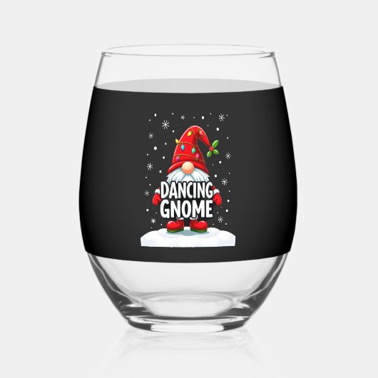 Christmas Gnome Dancing Gnome Family Christmas (5) Wijnglas Zonder Voet (Voorkant)