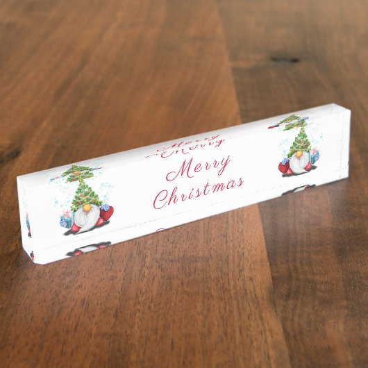 Christmas Gnome Desk Bord Naambordje (Zijkant)