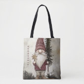 Christmas Gnome for the Holidays Custom Name Tote Bag (Voorkant)